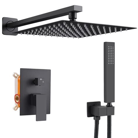 Buy Black Shower Faucet Set Rain Shower System With 10 Inch Shower Head