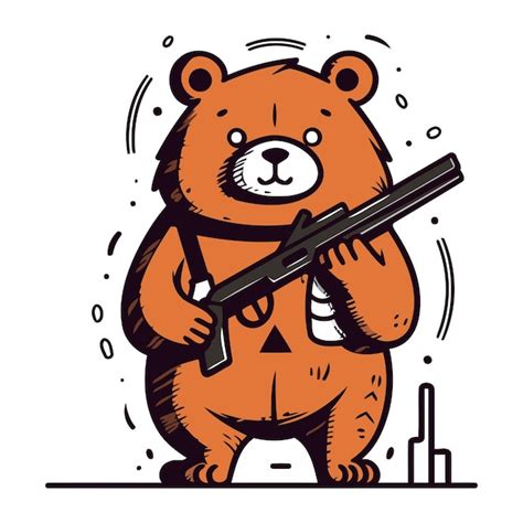 Premium Vector | Vector illustration of a cute bear with a gun in his ...