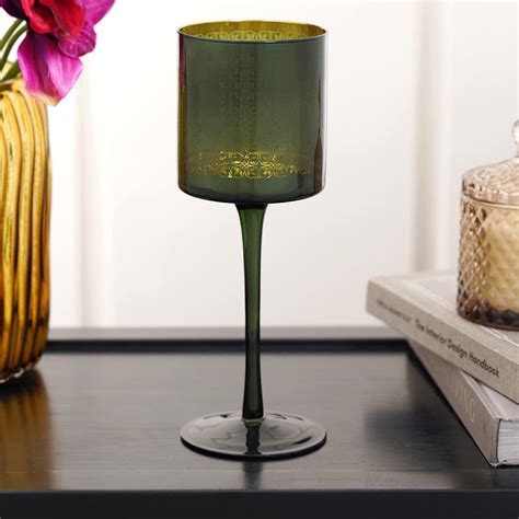 Pure Home Living Pure Home Living Glass Large Candle Holder Color Emerald Green Candle