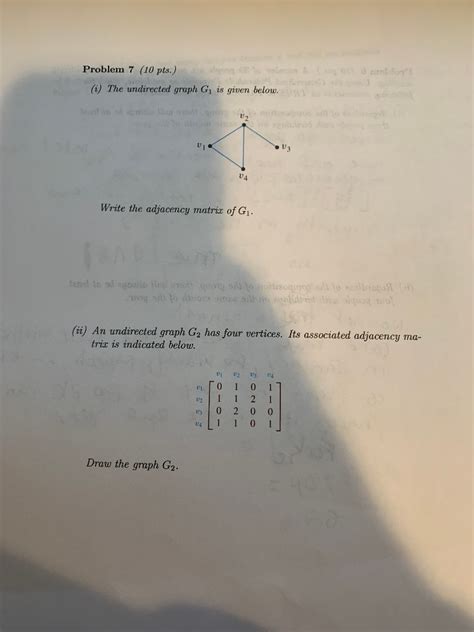 Solved Problem 7 10 Pts 1 The Undirected Graph G Is Chegg