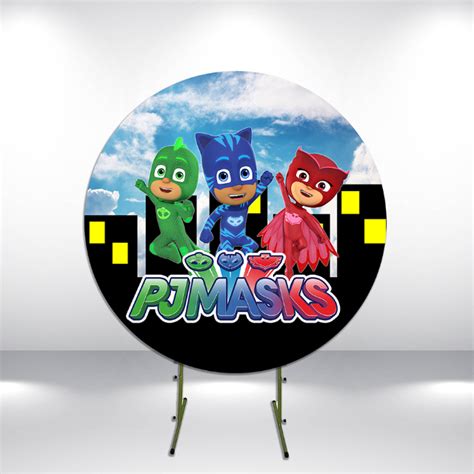 Painel Festa Redondo Tecido Sublimado PJ MASKS 1 50m X 1 50m Shopee