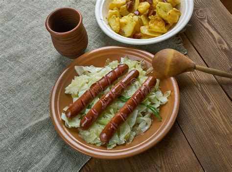 Sausage Cabbage Potato Casserole Stock Photo - Image of dinner, bacon ...