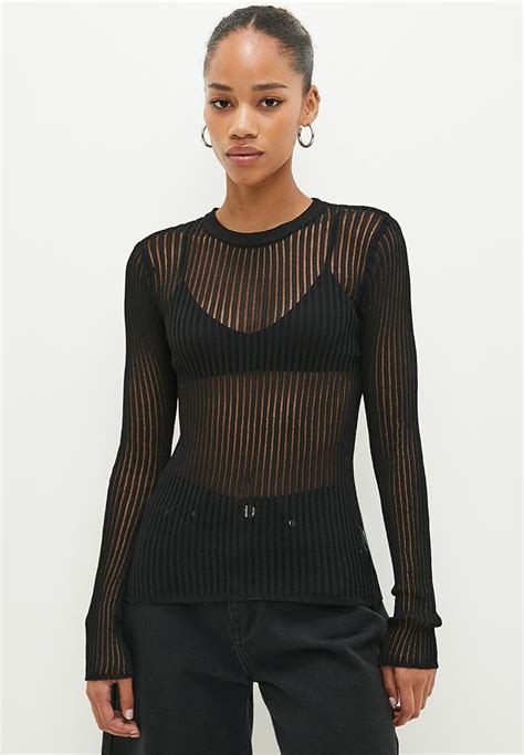 Sheer Knitted Top Black Dailyfriday Knitwear Superbalist