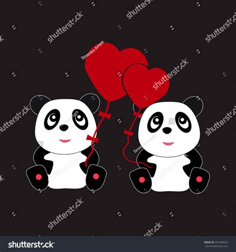 Cute Panda Couple Love St Valentines Stock Vector Royalty Free