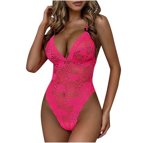 Sokhug Women S New Flower Lace Bow One Piece Lingerie Pajamas Bodysuit