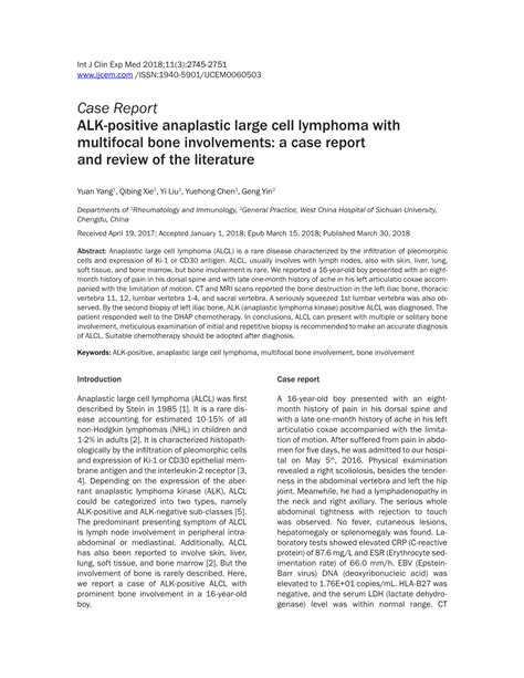 Case Report ALK Positive Anaplastic Large Cell Lymphoma With Multifocal