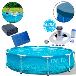 Piscina Estrutural L Premium C Filtro Capa Forro Intex Leroy