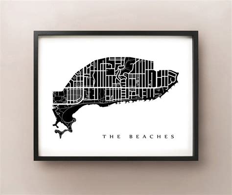 The Beaches Map Toronto Neighbourhood Art Print - Etsy