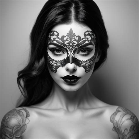 Black And White Face Of A Beautifull Inked Brunette