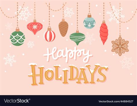 Happy holidays greeting card with cute hanging Vector Image