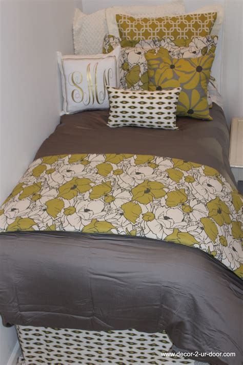 Decor 2 Ur Citron And Grey Dorm Room Bedding Set Trendy