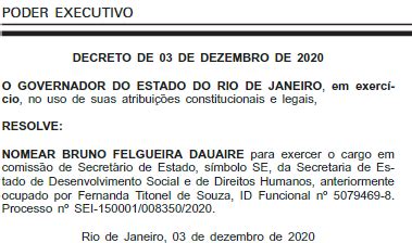 Governador Cláudio Castro nomeia Bruno Dauaire para Secretaria de