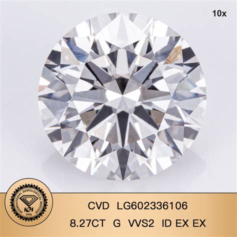 Best Round Brillant 8 27CT G VVS2 CVD Diamond Lab Grown Diamond IGI