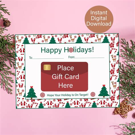 Printable Christmas Gift Card Holder Happy Holidays Card - Etsy