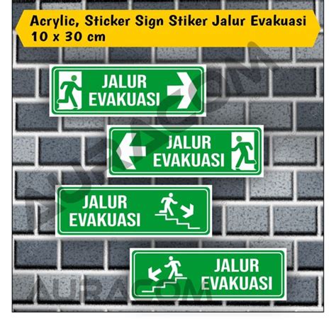 Acrylic Sticker Sign Stiker Jalur Evakuasi 10 X 30 Cm Lazada Indonesia