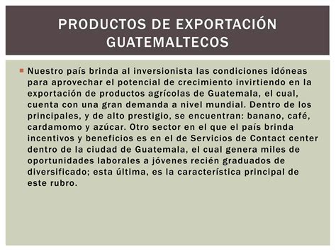 Productos De Exportaci N Guatemaltecos Ppt