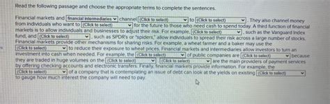 Solved Read The Following Passage And Choose The Appropriate Chegg