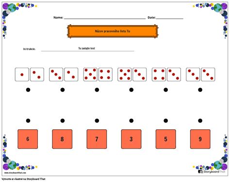Pracovný list na zápas a počítanie kociek Storyboard