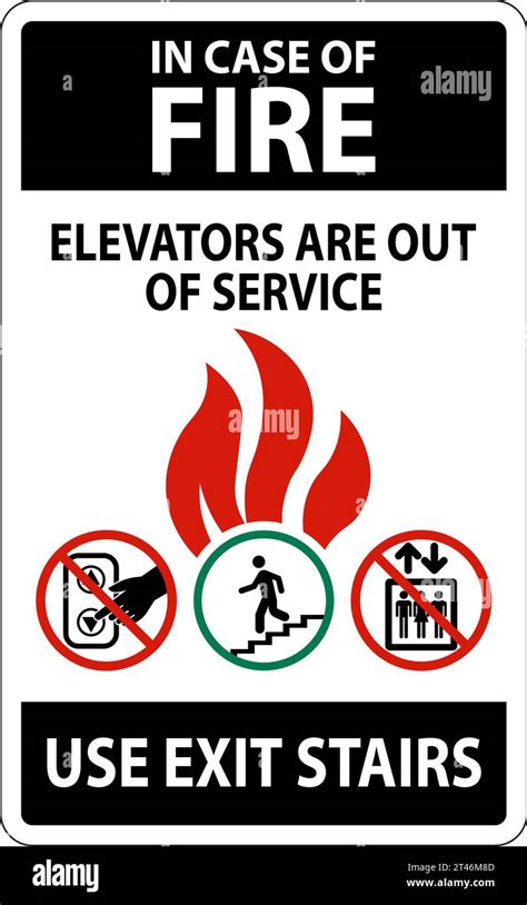 In Case Of Fire Sign Elevators Are Out Of Service Use Exit Stairs