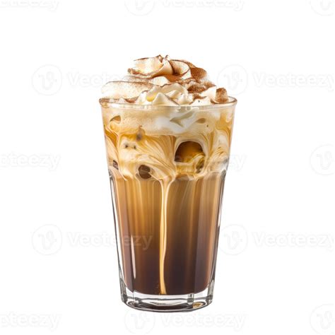 Ai Generated Iced Coffee With Cold Foam Isolated On Transparent