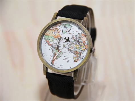 Wristwatch World Map Mens Watches Wristwatch Journey Etsy