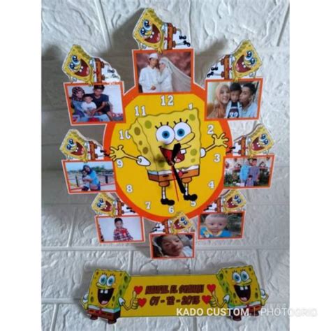 Jual Jam Dinding Pigura Foto Karakter Kartun Spongebob Hadiah Kado