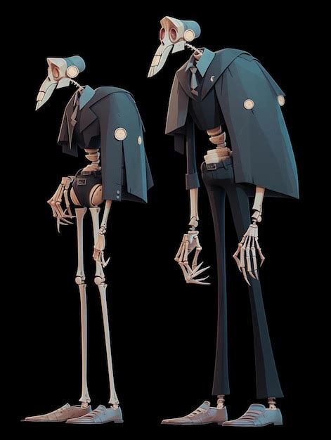 Premium Photo There Are Two Skeletons In Suits And Hats Standing Next