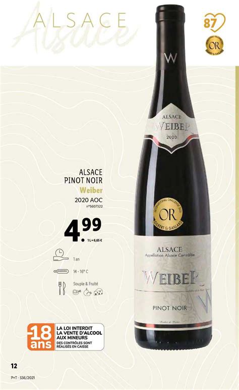 Promo Alsace Pinot Noir Weiber Aoc Chez Lidl Icatalogue Fr