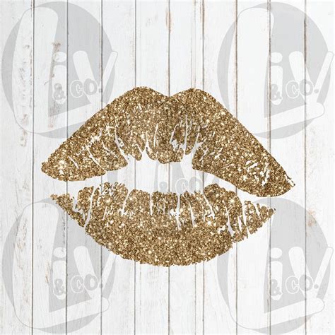 Digital Gold Glitter Lips Svg Png Design Lip Kiss Smooch Etsy