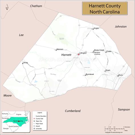 Map Of Harnett County North Carolina Usa Check Where Is Located