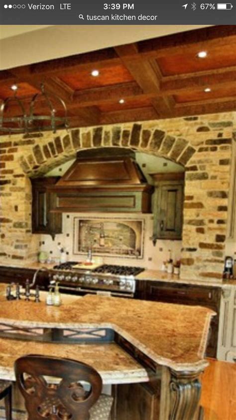 Arched Brick Wall Tuscan Kitchen Brick Wall Home