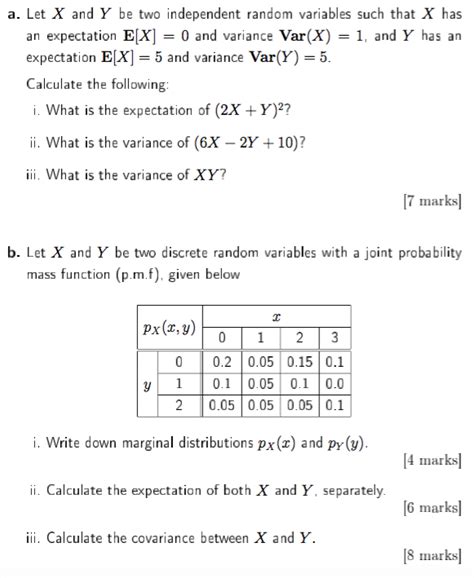 Solved A Let X And Y Be Two Independent Random Variables