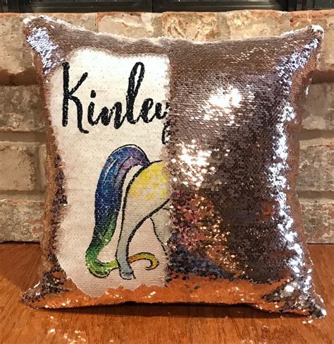 Personalized Unicorn Reversible Sequin Mermaid Pillow Etsy