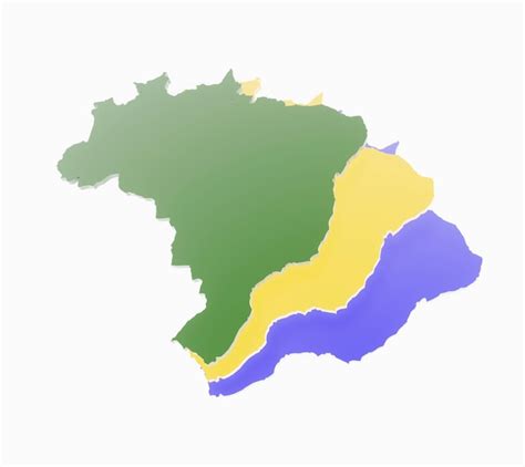 Ilustração 3d De Mapas Do Brasil Em Verde Amarelo E Azul Sobrepostos E