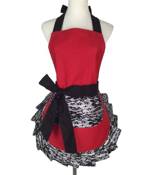 Hyzrz Cute Lace Flirty Apron With Pocket Fun Retro Sexy Cooking Pinup