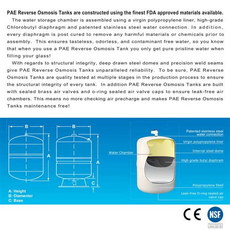 14 Gallon Reverse Osmosis Pressurized Storage Tank PAE RO1070 NSF