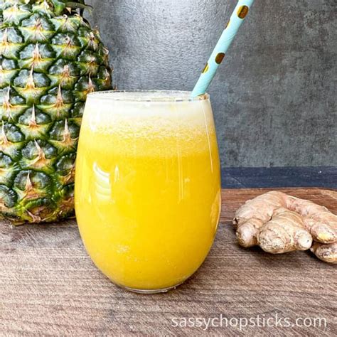 Fresh Pineapple Ginger Juice Recipe Healthy Homemade Sassy Chopsticks