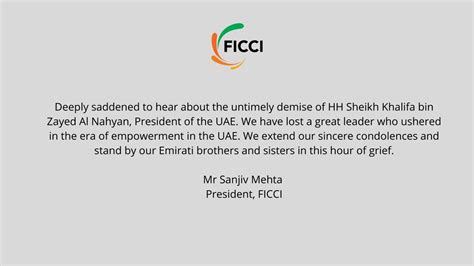 FICCI On Twitter Deeply Saddened To Hear About The Untimely Demise Of