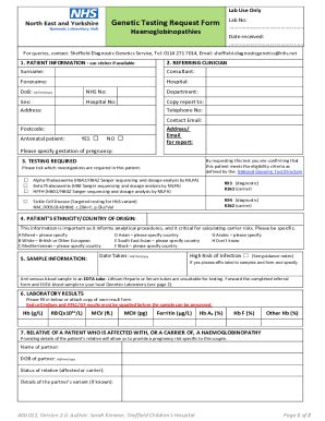 Fillable Online Genetic Testing Request Form Rare Disease Fax Email