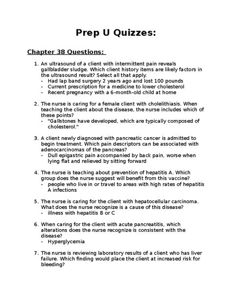 Prep U Questions Test Prep U Quizzes Chapter Questions An