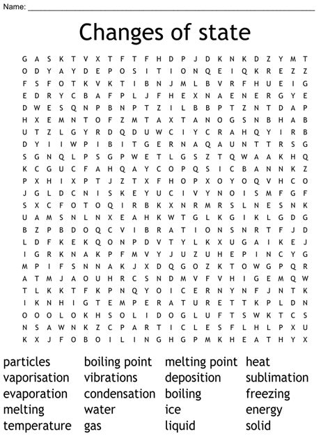 Changes Of State Word Search WordMint