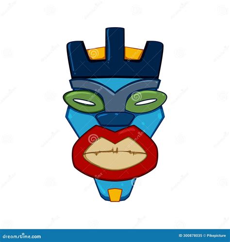 Polynesian Tiki Mask Cartoon Vector Illustration Stock Illustration