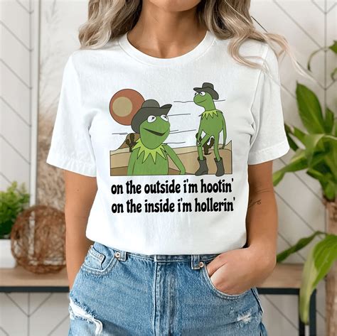 Funny Meme Kermit The Frog Cowboy Unisex Shirt Funny Animal Etsy