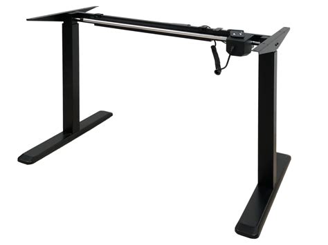 Black Electric Height Adjustable Desk Frame With Single Motor Tabletop