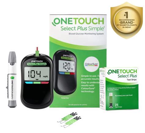 Buy Onetouch Select Plus Simple Glucometer Machine With Test Strips