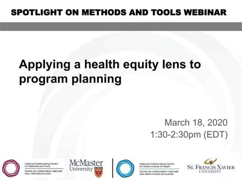 Spotlight Webinar Applying A Health Equity Lens To Program Planning Ppt