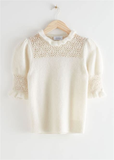 Вязаный топ с объемными рукавами с рюшами | Knitting women sweater ...