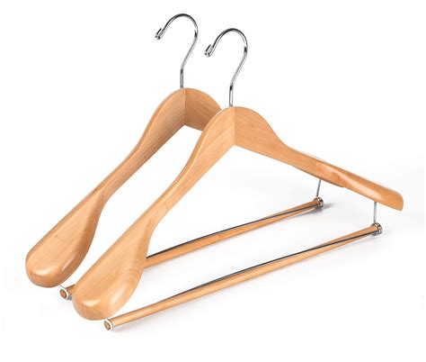 Buy Luxury Wide Shoulder Wooden Hangers 2 Pack With Locking Bar