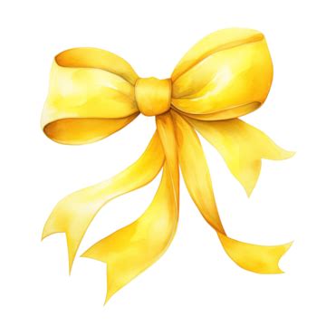 Watercolor Yellow Ribbon Watercolor Ribbon Bow Png Transparent Image