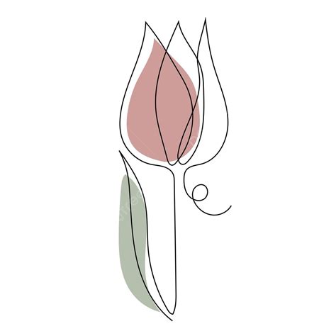 Minimalist Contour Drawing Of A Tulip Flower Illustration Boho Tulip